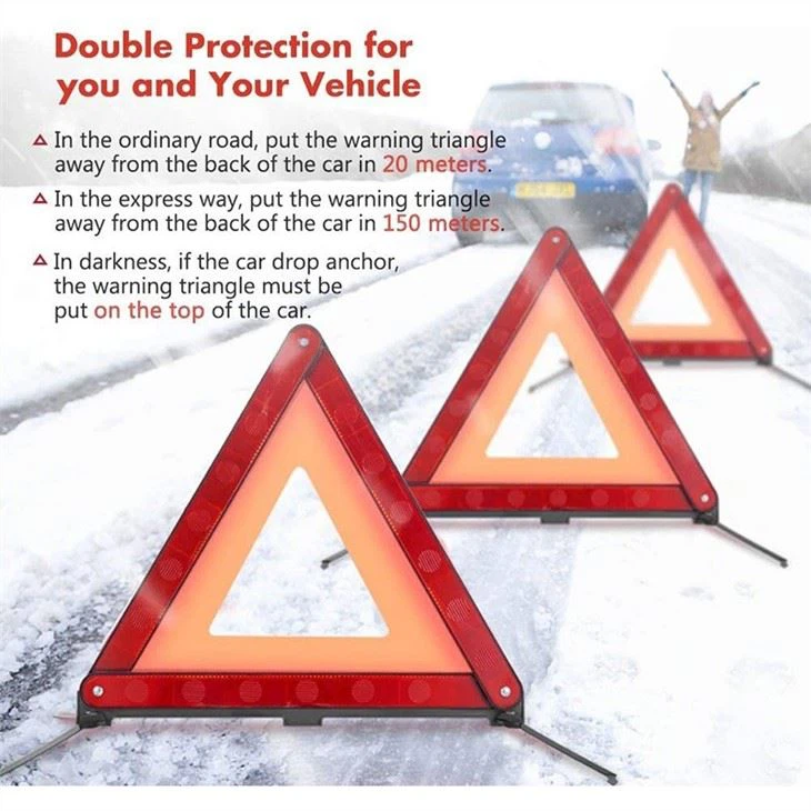 Standard Warning Triangles Safety Triangles DOT Approved Reflective Triangles With Heavy Base